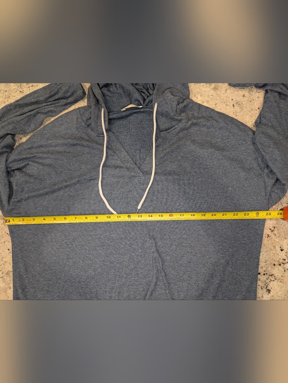 Poetsky XL Blue Oversized Dolman Sleeve V Neck Lightweight Hoodie - Picture 4 of 11
